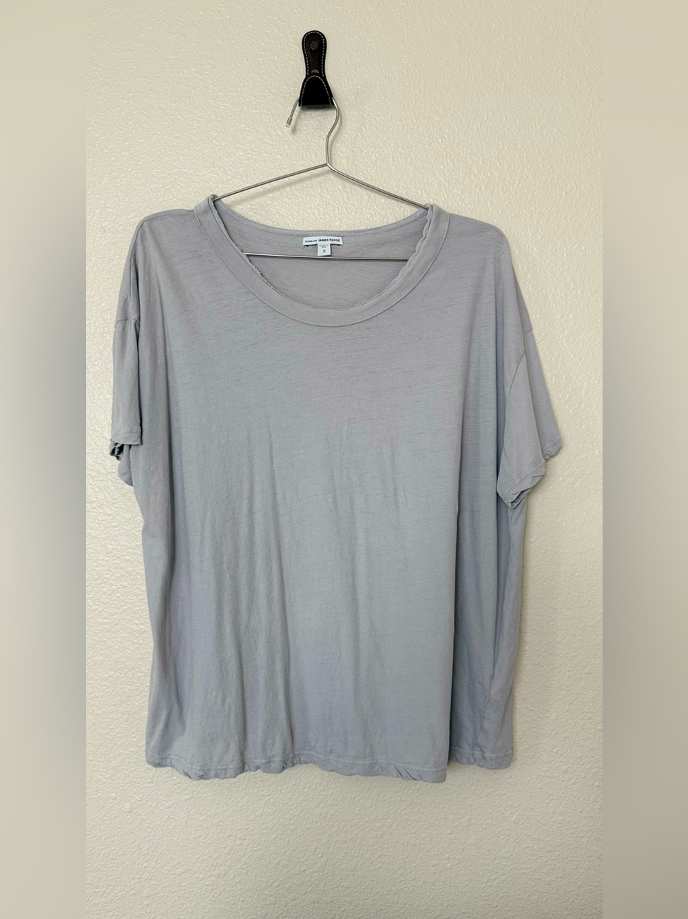 James Perse Soft Crewneck Tee in Light Gray Blue - Women